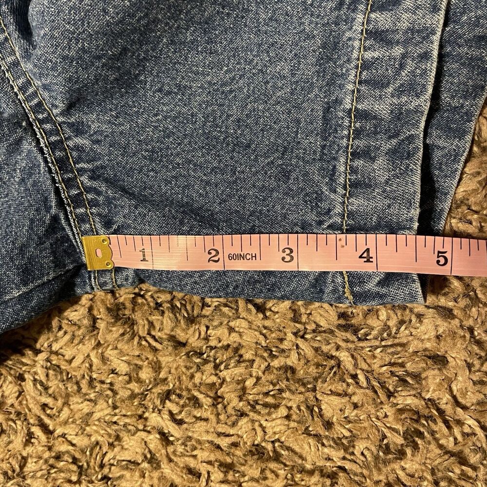 VTG Route 66 Denim Carpenter Short Overalls L Bibs Embroidered Floral Y2K 90s - Picture 12 of 12